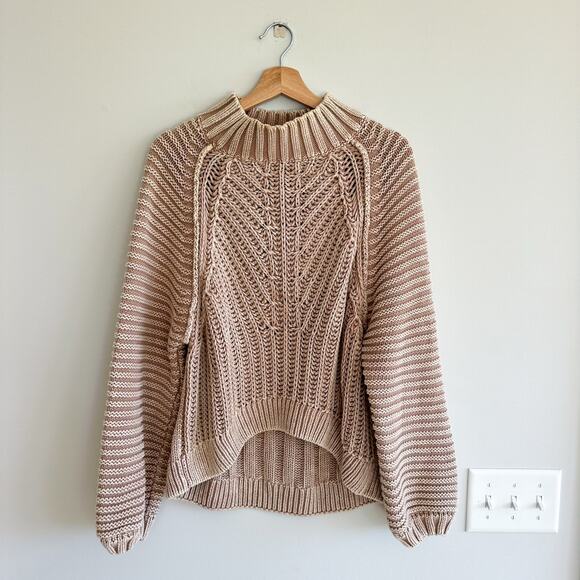 Free People Sweetheart Knit Mock Neck Pullover Sweater Brown M - Picture 2 of 9